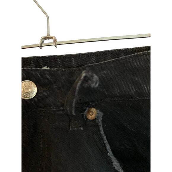 Zara Size 8 High Rise 28 Inseam Straight Leg Distressed Black Women Jean - Picture 6 of 8
